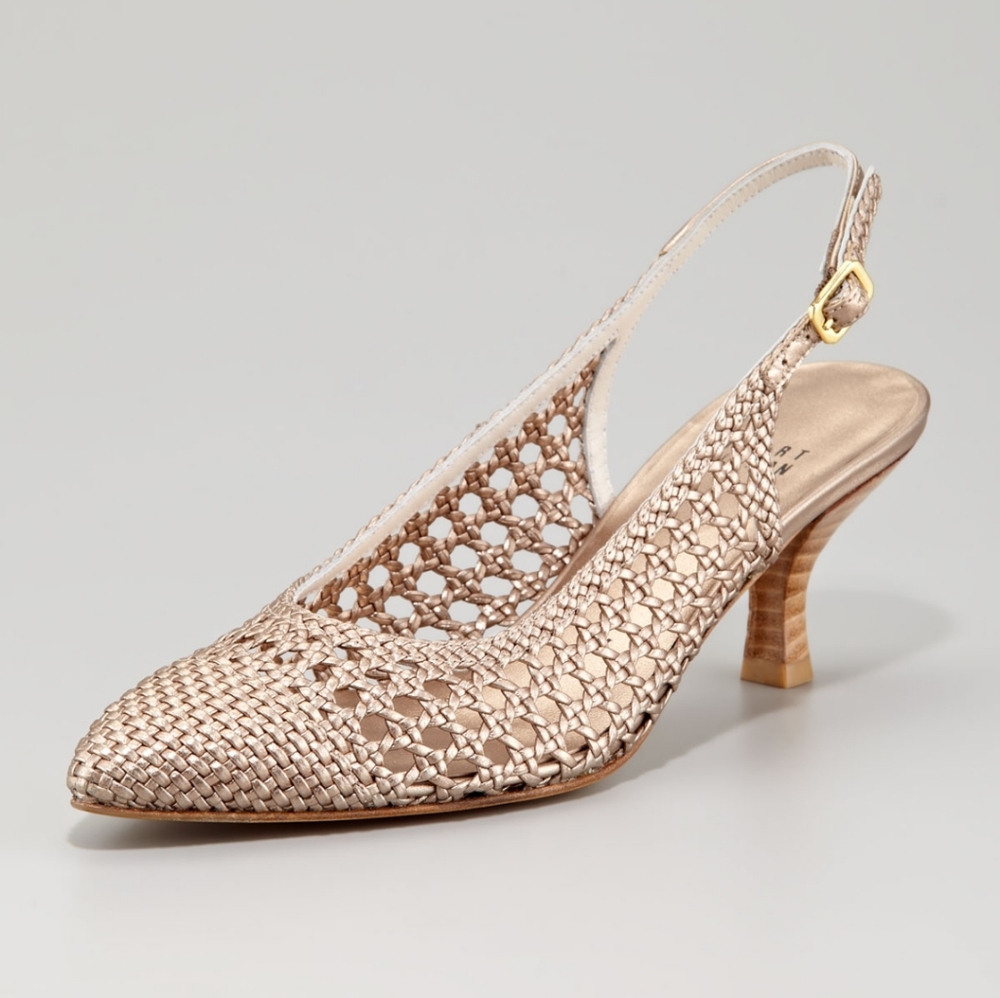 Stuart Weitzman Metallic Kitten Heels 9.5 M